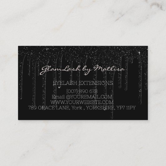 Elegant Black Driving Monogram Glitter Salon Drip Visitekaartje (Achterkant)