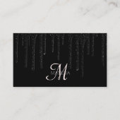Elegant Black Driving Monogram Glitter Salon Drip Visitekaartje (Voorkant)