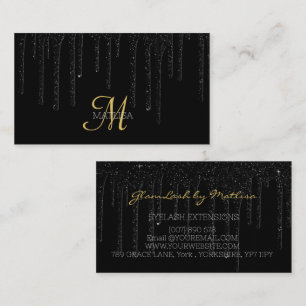 Elegant Black Driving Monogram Glitter Salon Drip Visitekaartje