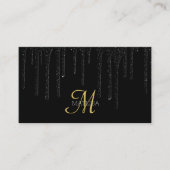 Elegant Black Driving Monogram Glitter Salon Drip Visitekaartje (Voorkant)