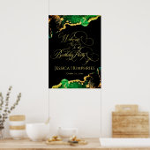 Elegant Black Emerald Gold Birthday WelkomstPoster Poster (Keuken)