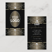 Elegant Black en Beige  Ornamenten met Logo Visitekaartje (Voorkant / Achterkant)