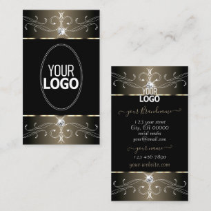 Elegant Black en Beige  Ornamenten met Logo Visitekaartje