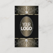 Elegant Black en Beige  Ornamenten met Logo Visitekaartje (Voorkant)