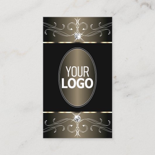Elegant Black en Beige  Ornamenten met Logo Visitekaartje (Voorkant)