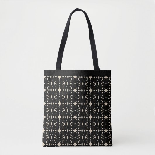 Elegant Black en Beige Shape Pattern Tote Bag (Voorkant)