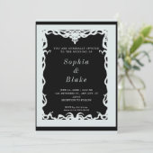 Elegant Black en Bleek Green Art Deco Wedding Kaart (Staand voorkant)
