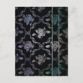  Elegant Black en Blue-Green Damask Rozen Briefkaart (Voorkant)