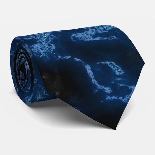 Elegant Black en Blue Marble Glitter Stropdas (Opgerold)