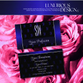 Elegant Black en Blue met Monogram Professional Visitekaartje