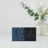 Elegant Black en Blue Ornamental Monogram Visitekaartje (Staand voorkant)