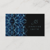 Elegant Black en Blue Ornamental Monogram Visitekaartje (Voorkant)