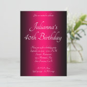 Elegant Black en Bright Pink Ombre 40th Birthday Kaart (Staand voorkant)