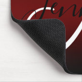 Elegant Black en Burgundy Ombre Monogram Muismat (Hoek)