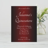 Elegant Black en Burgundy Ombre Quinceañera Kaart (Staand voorkant)