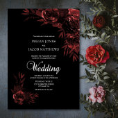 Elegant Black en Copper Floral Wedding Kaart