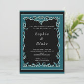 Elegant Black en Dark Green Art Deco Wedding Kaart (Staand voorkant)