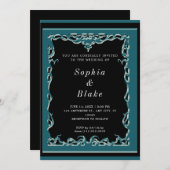Elegant Black en Dark Green Art Deco Wedding Kaart (Voorkant / Achterkant)