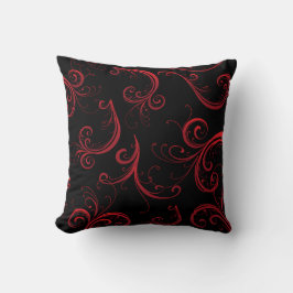 Elegant Black en Deep Red Floral Pattern Kussen