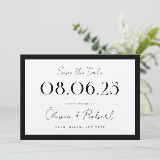 Elegant Black en Ecru Chic Wedding Save The Date (Staand voorkant)