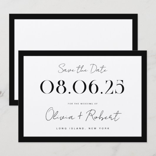Elegant Black en Ecru Chic Wedding Save The Date (Voorkant / Achterkant)
