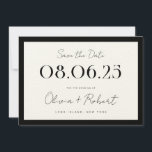 Elegant Black en Ecru Chic Wedding Save The Date<br><div class="desc">Pas deze elegante zwarte en ecru aan met de datum waarop u uw trouwdatum,  namen en details wilt hebben.</div>