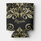 Elegant Black en Faux Gold en Glitter Blikjeskoeler (Voorkant)