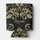 Elegant Black en Faux Gold en Glitter Blikjeskoeler (Achterkant)