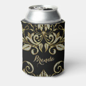 Elegant Black en Faux Gold en Glitter Blikjeskoeler (Blikje Achterkant)