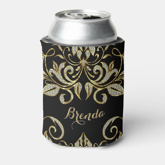 Elegant Black en Faux Gold en Glitter Blikjeskoeler (Blikje Achterkant)