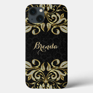 Elegant Black en Faux Gold en Glitter Case-Mate iPhone Case