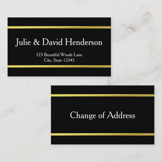 Elegant Black en Faux Gold Moving Announge Informatiekaartje (Voorkant / Achterkant)