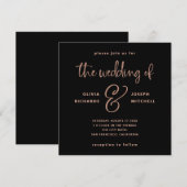 Elegant Black en Faux Roos Gold Wedding Kaart (Voorkant / Achterkant)