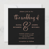 Elegant Black en Faux Roos Gold Wedding Kaart (Voorkant)