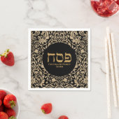 Elegant Black en Glitter Gold Hebrew Passover Servet (Insitu)
