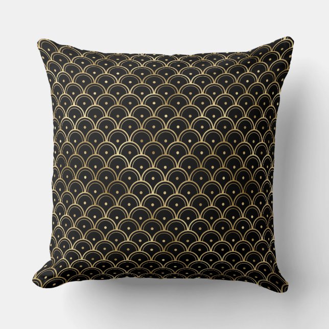Elegant Black en Gold 1920s Art Deco  Kussen (Voorkant)