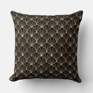 Elegant Black en Gold 1920s Art Deco Kussen
