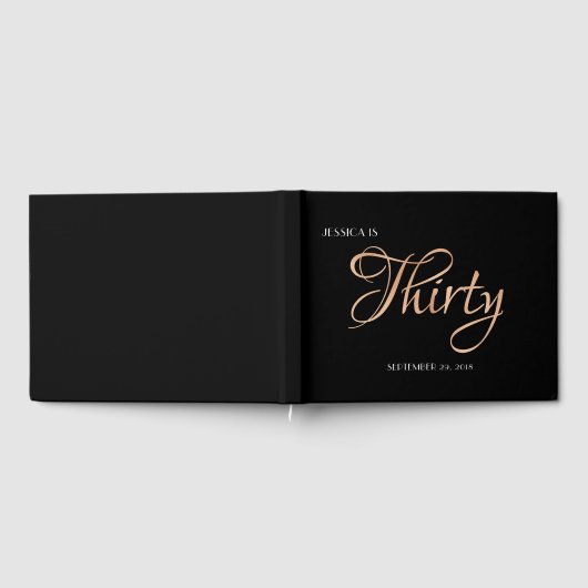 Elegant Black en Gold 30th Birthday Gastenboek (Volledig)