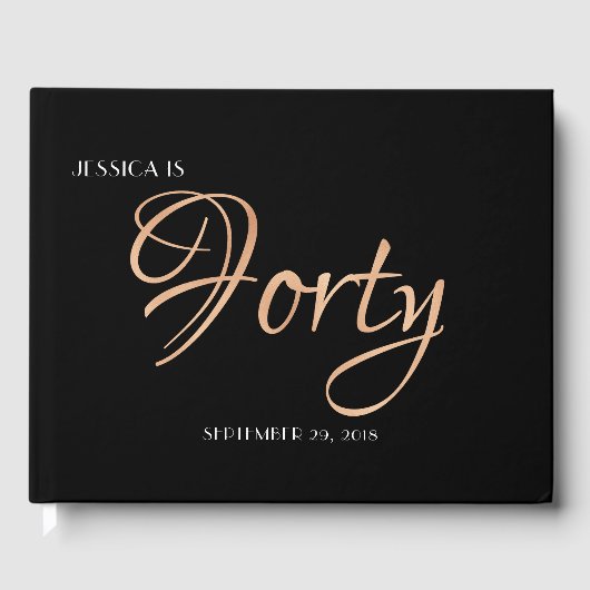 Elegant Black en Gold 40e verjaardag Gastenboek (Voorkant)