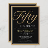 Elegant Black en Gold 50 en Fabulous Birthday Kaart (Voorkant / Achterkant)
