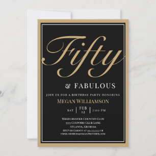 Elegant Black en Gold 50 en Fabulous Birthday Kaart