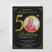 Elegant Black en Gold 50e verjaardag Kaart (Voorkant)