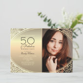 Elegant Black en Gold 50e verjaardag Kaart (Staand voorkant)