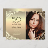 Elegant Black en Gold 50e verjaardag Kaart (Voorkant / Achterkant)