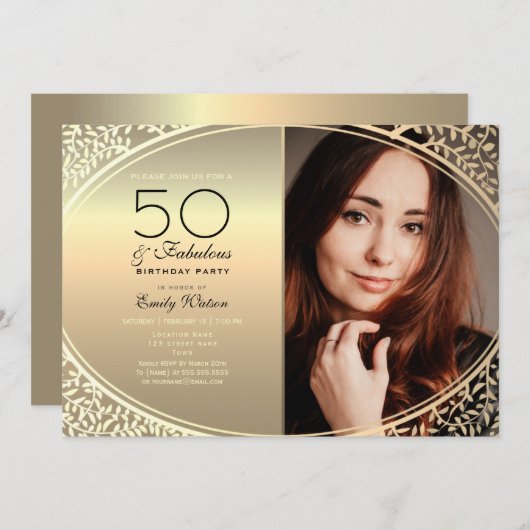 Elegant Black en Gold 50e verjaardag Kaart (Voorkant / Achterkant)