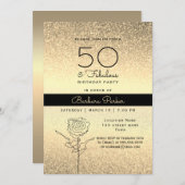 Elegant Black en Gold 50e verjaardag Kaart (Voorkant / Achterkant)