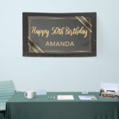 Elegant Black en Gold 50e verjaardag Spandoek (Beurs)