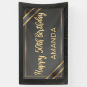 Elegant Black en Gold 50e verjaardag Spandoek (Verticaal)