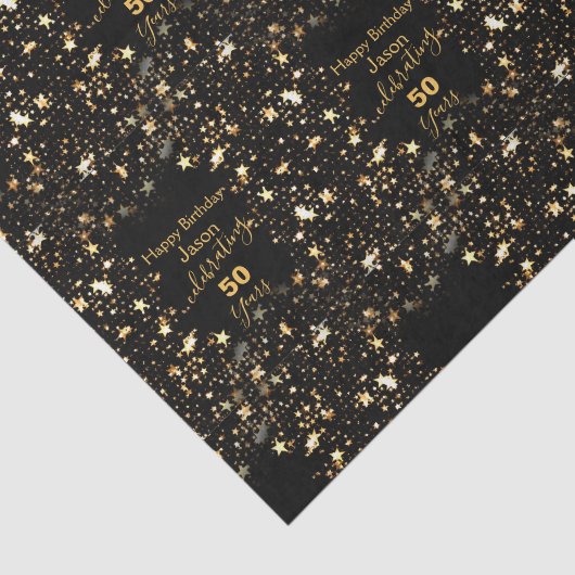 Elegant Black en Gold 50e verjaardag Tissuepapier (Detail)