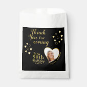 Elegant Black en Gold 50th Birthday Hartelijk dank Bedankzakje (Voorkant)
